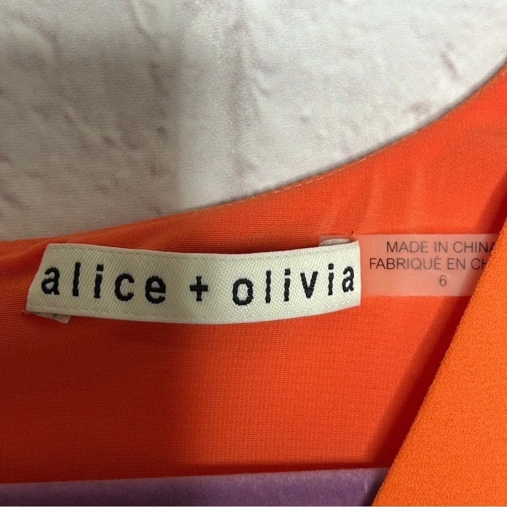 Alice + Olivia Orange V-Neck Shift Dress